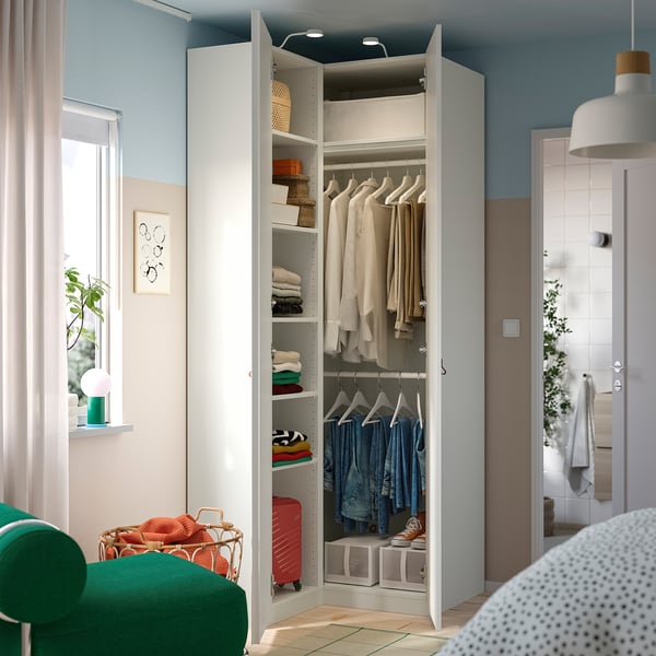 PAX / FORSAND Corner wardrobe, white/white, 111/88x236 cm