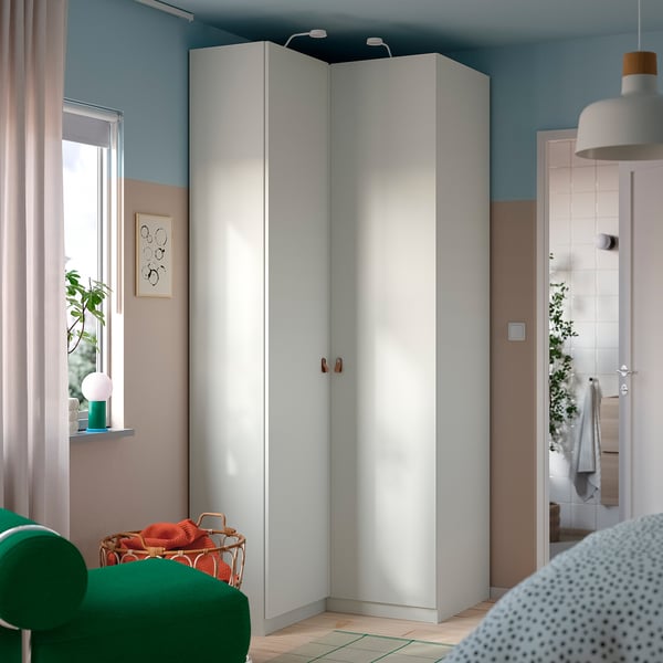 PAX / FORSAND Corner wardrobe, white/white, 111/88x236 cm