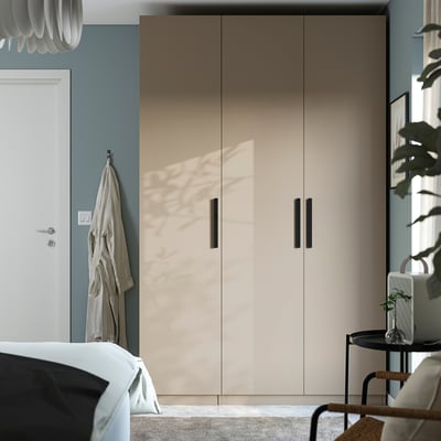 PAX / FORSAND Wardrobe combination, grey-beige/grey-beige, 150x60x236 cm