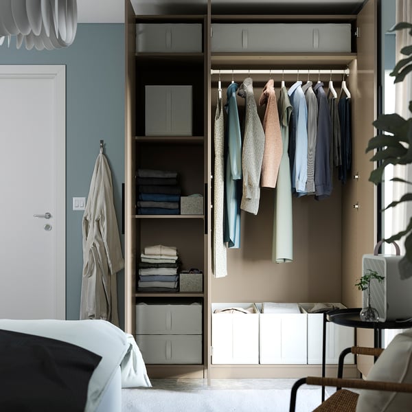 PAX / FORSAND Wardrobe combination, grey-beige/grey-beige, 150x60x236 cm