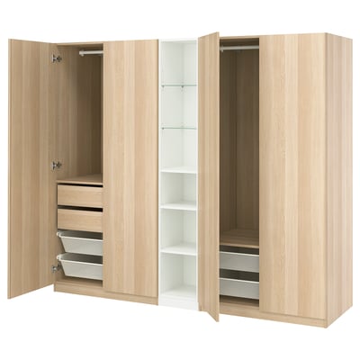 PAX / FORSAND Wardrobe combination, white stained oak effect white stained oak effect/white, 235x60x201 cm