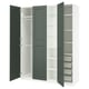 PAX / GRIMO Wardrobe combination, white grey-green/white, 185x60x201 cm