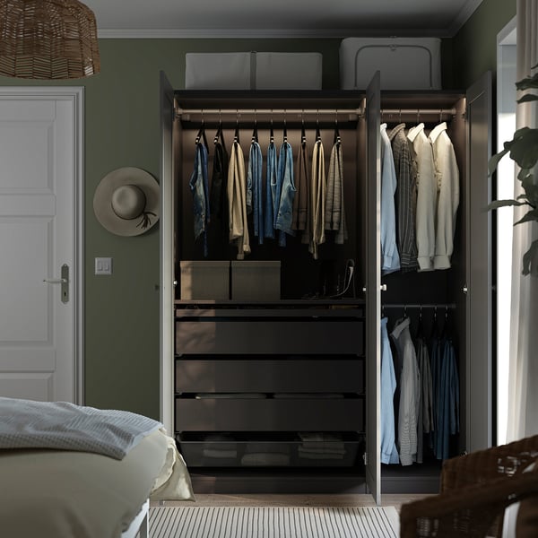 PAX / GULLABERG Wardrobe combination, dark grey/grey, 150x60x201 cm