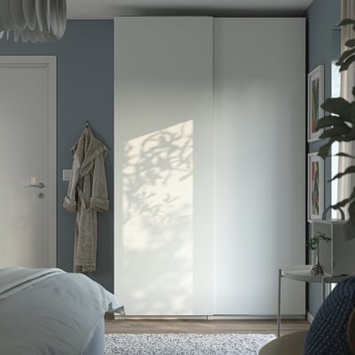 PAX / HASVIK Wardrobe combination, white/white, 150x43x236 cm
