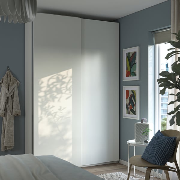 PAX / HASVIK Wardrobe combination, white/white, 150x43x236 cm