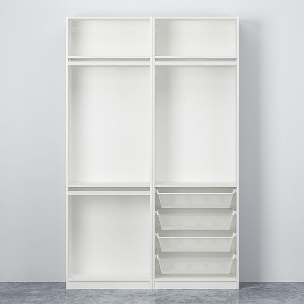PAX / HASVIK Wardrobe combination, white/white, 150x43x236 cm