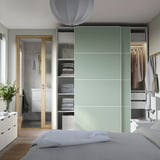 PAX / MEHAMN Wardrobe with sliding doors, white/double sided light green, 200x66x236 cm