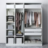 PAX / MEHAMN Wardrobe with sliding doors, white/double sided light green, 200x66x236 cm