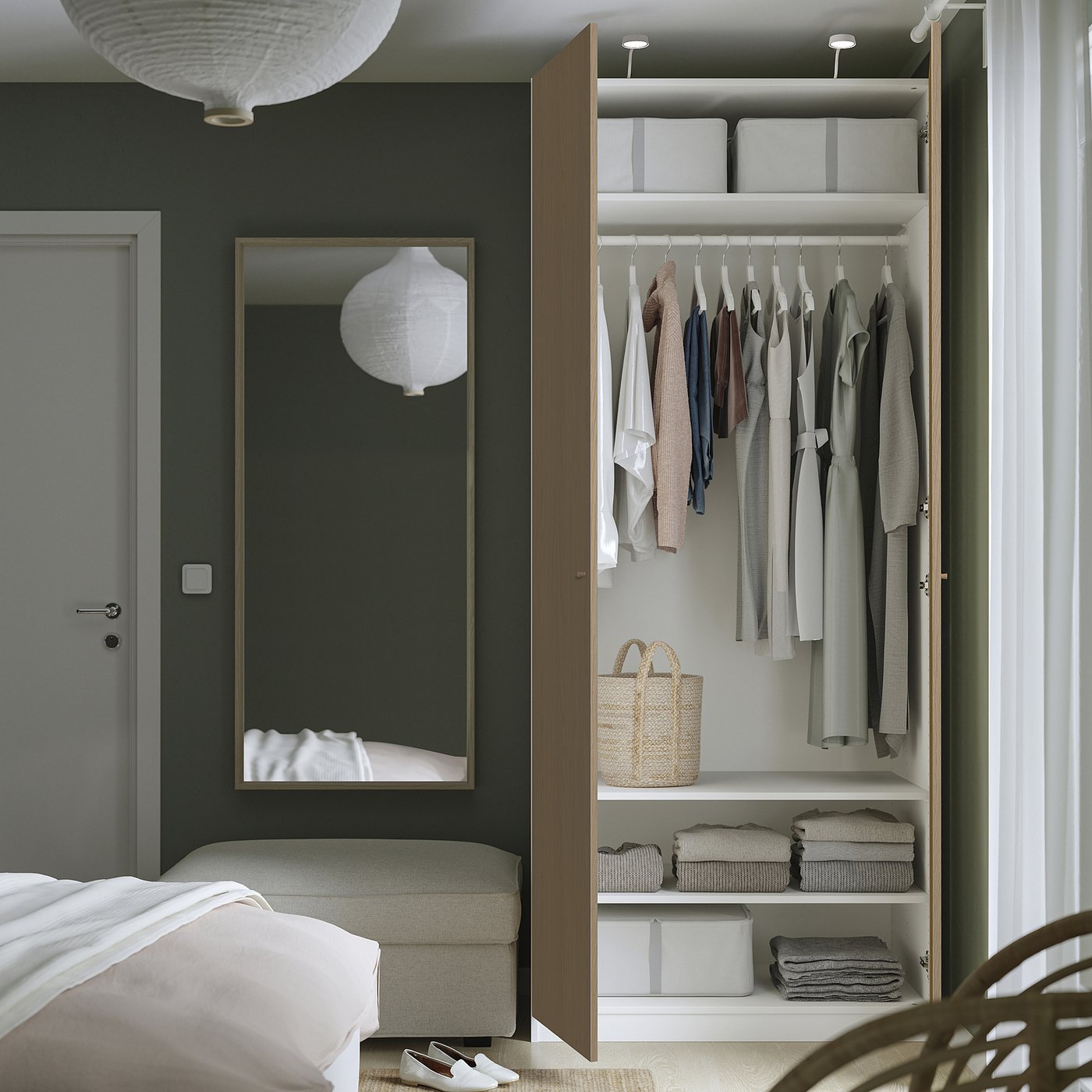 PAX / STORKLINTA wardrobe combination, white/oak effect, 100x60x236 cm — picture 3