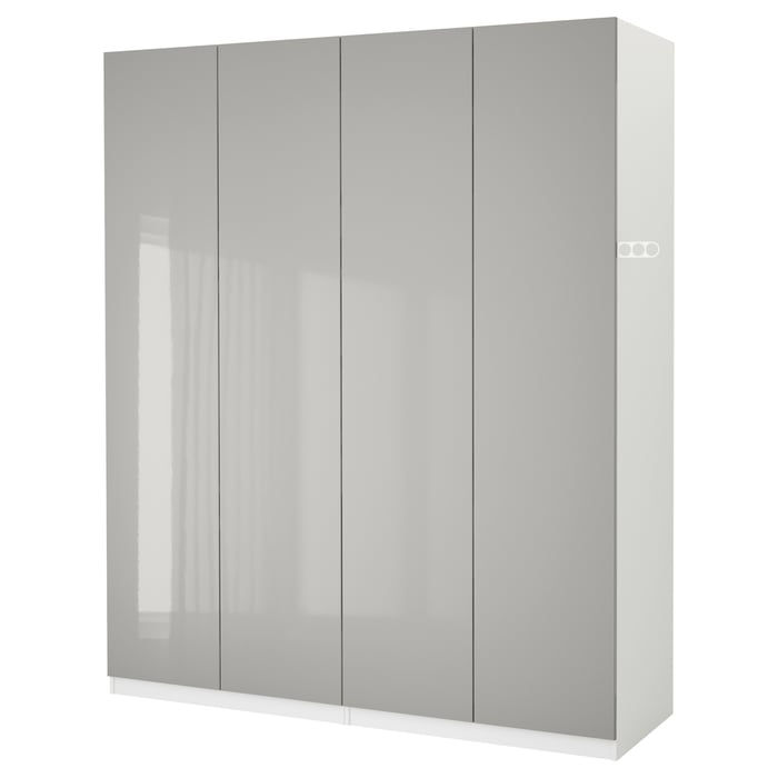 PAX Wardrobe white/Fardal highgloss light grey IKEA