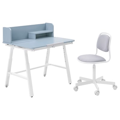 PIPLÄRKA / ÖRFJÄLL Children's desk and chair, blue/light grey
