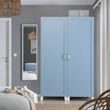 PLATSA Wardrobe with 2 doors, white/Sannidal blue, 120x57x191 cm
