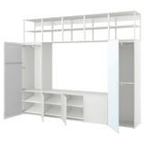 PLATSA Wardrobe with 5 doors, white STRAUMEN mirror glass/FONNES white, 300x42x241 cm