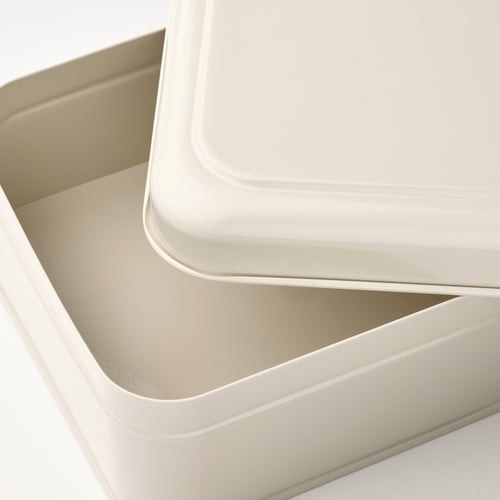 PLOGFÅRA storage box with lid, light beige, 22x16x8 cm IKEA