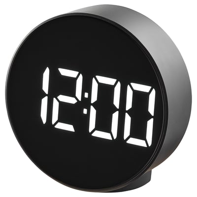 PLUGGET Alarm clock, black, 11 cm