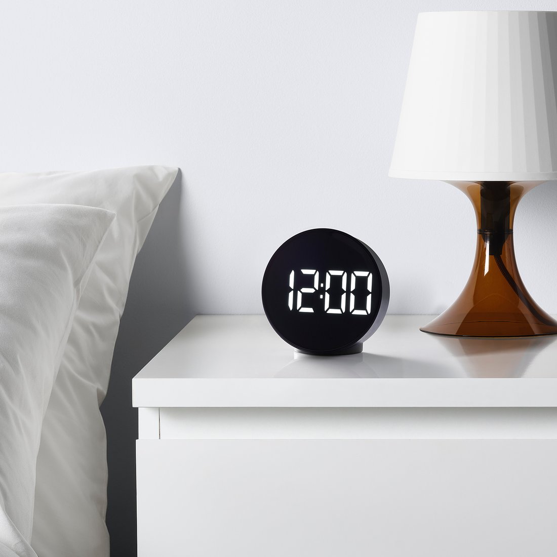PLUGGET alarm clock, black, 11 cm IKEA