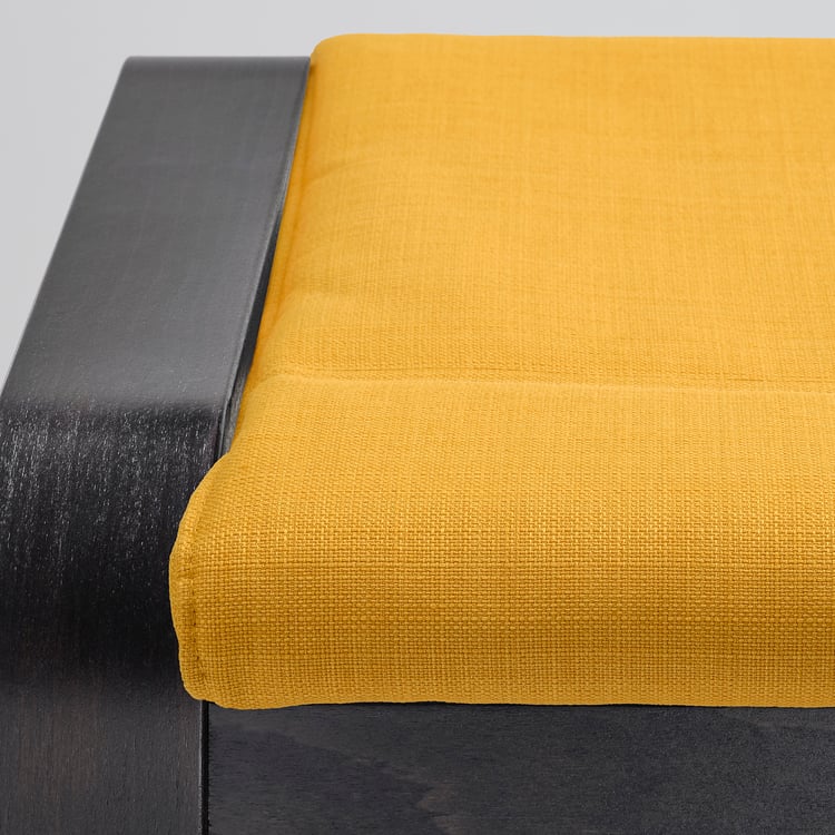 POÄNG footstool, blackbrown/Skiftebo yellow IKEA