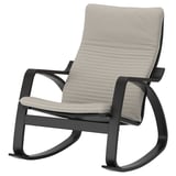 POÄNG Rocking-chair, black-brown/Knisa light beige
