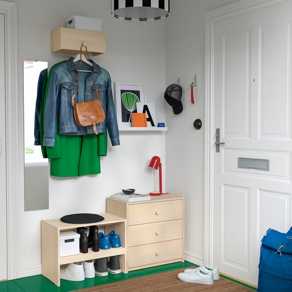 RAGGBERG Coat rack with shelf, pine, 40x21x17 cm