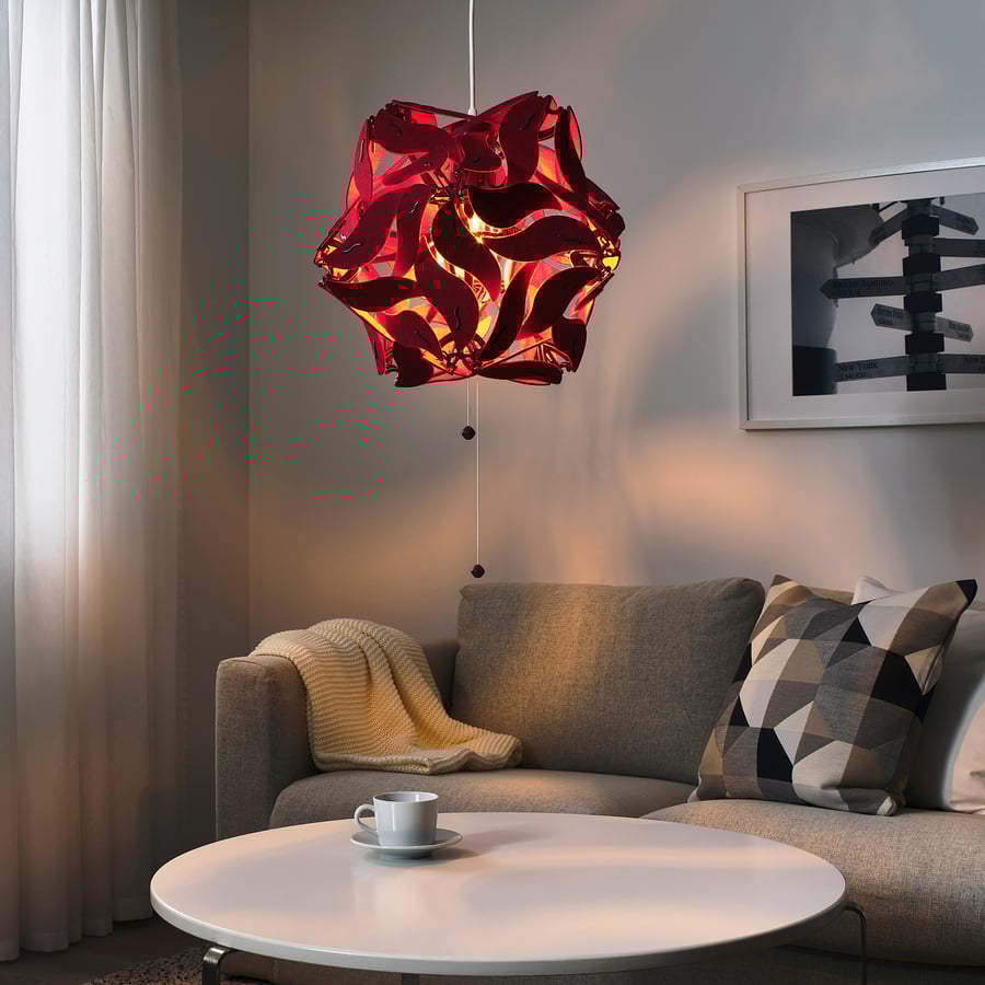 RAMSELE Pendant lamp flower, dark red IKEA