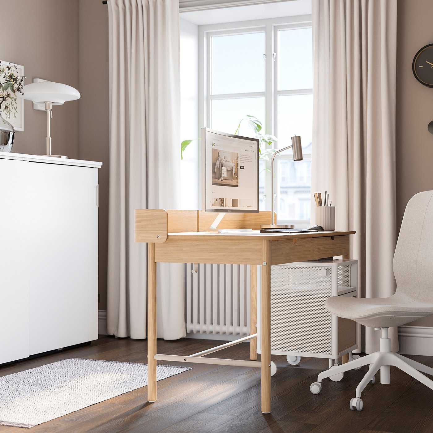 IKEA RIDSPÖ ナチュラルオークデザインデスク 140x70cm RIDSPÖ desk, oak, 140x70 cm - IKEA