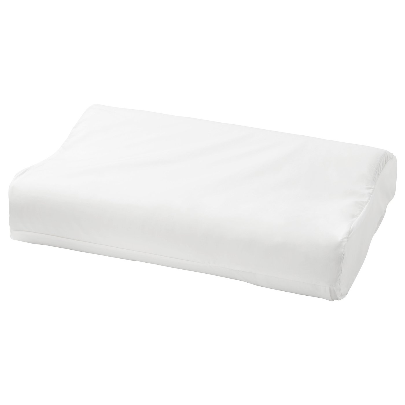 White ROSENSKÄRM pillow, soft cotton and lyocell, ergonomic shape.