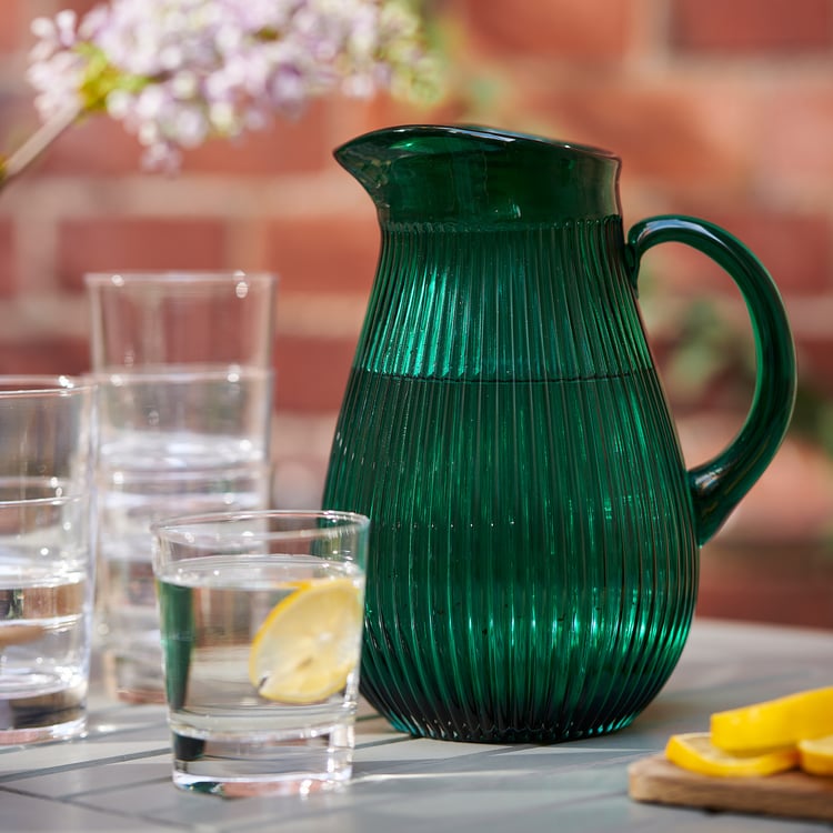 SÄLLSKAPLIG jug, patterned/green, 2 l IKEA