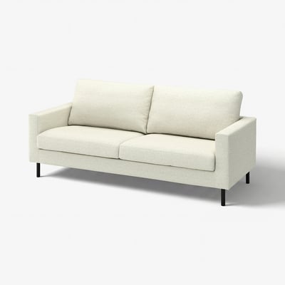 SALTSJÖBADEN sofa, white, upholstered, clean lines, pocket springs, three cushions, four legs.
