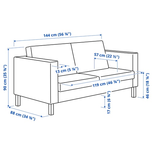 Illustration with measurements for the product: SALTSJÖBADEN.