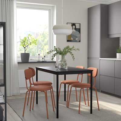 SANDSBERG / ÖSTANÖ Table and 4 chairs, black black/Remmarn red-brown, 110 cm