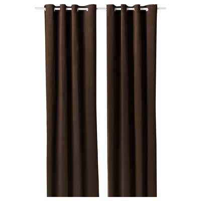 SANELA Curtains, 1 pair, dark brown/with eyelets, 140x250 cm