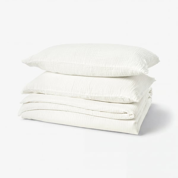 SCHERSMIN Duvet cover and 2 pillowcases, white, 240x220/50x80 cm
