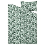 SKOGSDUVA Duvet cover and pillowcase, white green/forest pattern, 150x200/50x80 cm