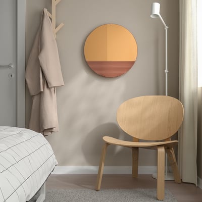 SKOGSGRÄNSEN Decorative mirror, copper-colour, 50 cm