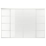 SKYTTA / FÄRVIK Sliding door combination, white/white glass, 351x240 cm