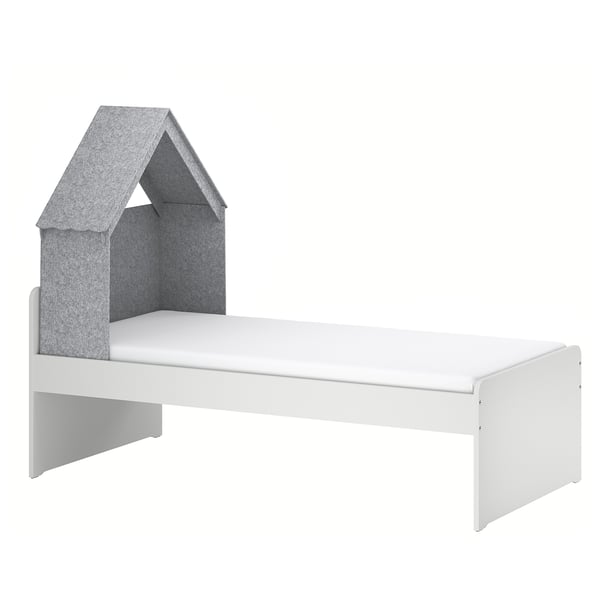SLÄKT Bed frame, incl bed accessory/grey, 90x200 cm