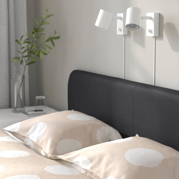 SLATTUM Upholstered bed frame, Vissle dark grey, 150x200 cm