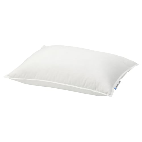 SMÅSPORRE pillow, white with soft, firm feel, recycled materials, rectangular shape.