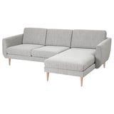 SMEDSTORP 3-seat sofa with chaise longue, Viarp/beige/brown birch