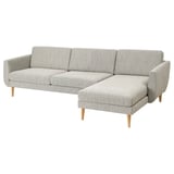 SMEDSTORP 4-seat sofa with chaise longue, Viarp/beige/brown birch effect