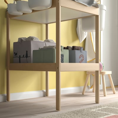 SNIGLAR Changing table, birch/white, 72x53 cm