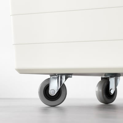 SOCKERBIT Box with castors and lid, white, 38x51x37 cm