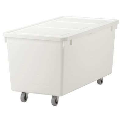 SOCKERBIT Box with castors and lid, white, 38x76x37 cm