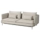 Light grey SÖDERHAMN sofa bed with minimalist design. Comfortable, convertible seat. Steel legs, polyester upholstery.