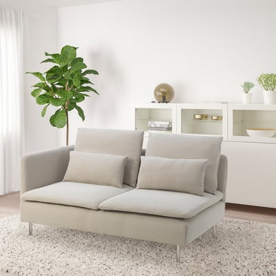 SÖDERHAMN Compact 3-seat sofa with open end, Fridtuna light beige