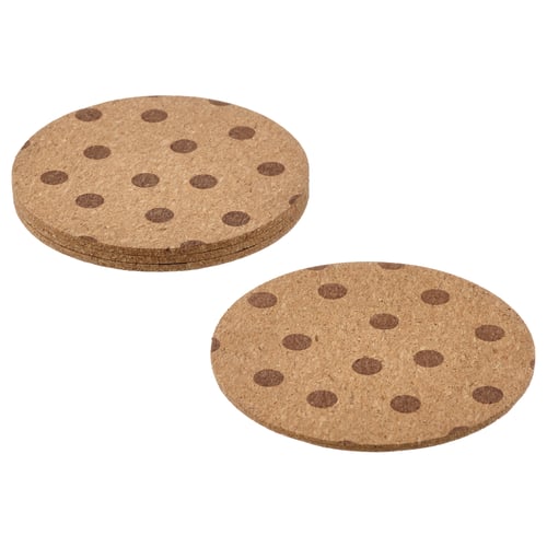 SOLABBORRE coaster, cork/dotted, 10 cm IKEA