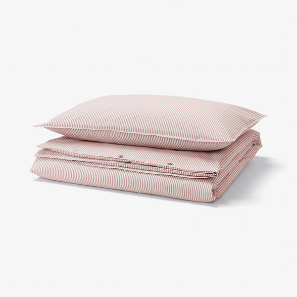 SOLFIBBLA Duvet cover and pillowcase, white red/stripe, 150x200/50x80 cm