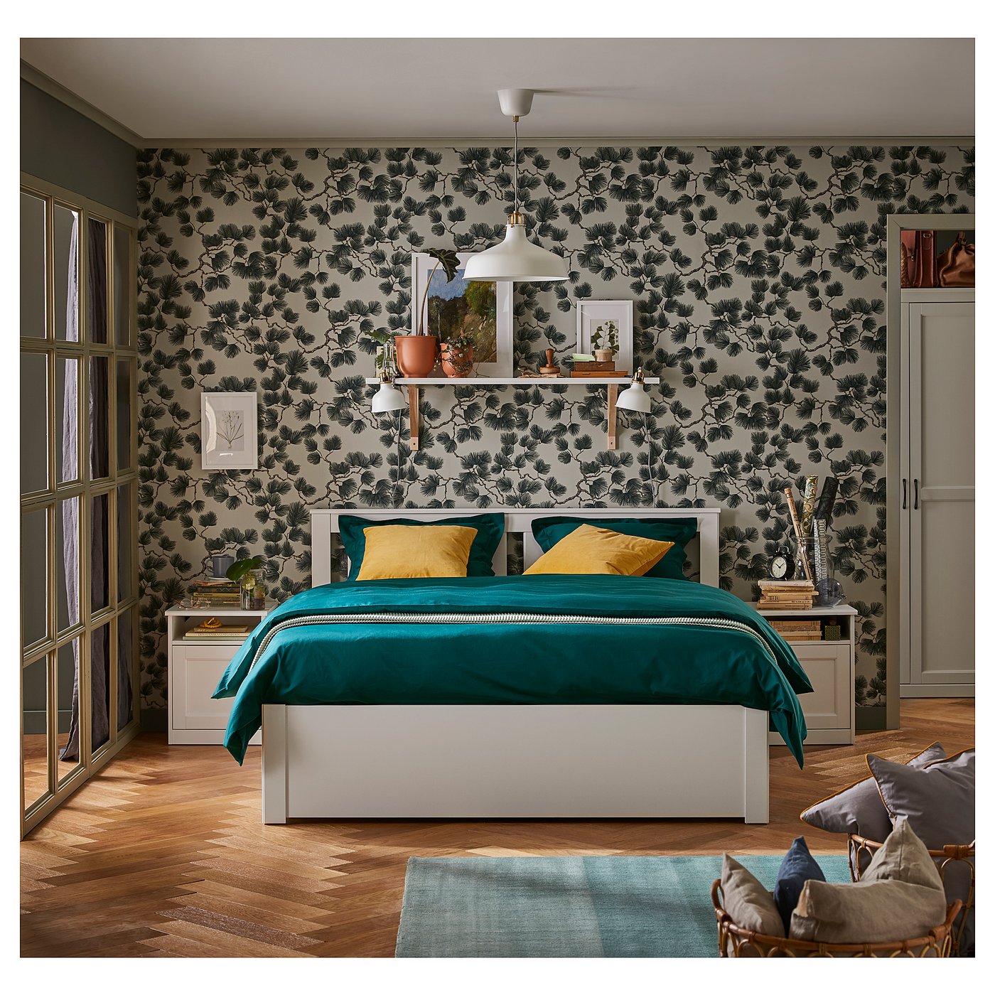 SONGESAND bed frame, white/Luroy, 180x200 cm — picture 2