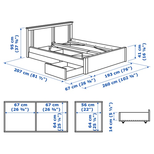 Illustration with measurements for the product: SONGESAND.