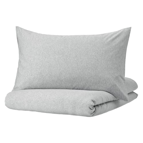 SPJUTVIAL light grey duvet set, soft jersey cotton, rectangular shape, minimalist design.
